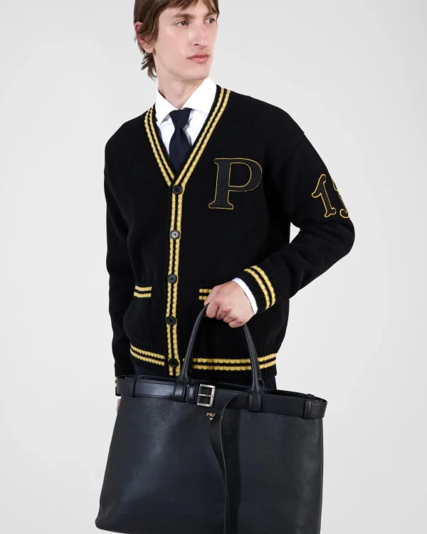 Knitwear*Prada Wool and cashmere cardigan with patches Black