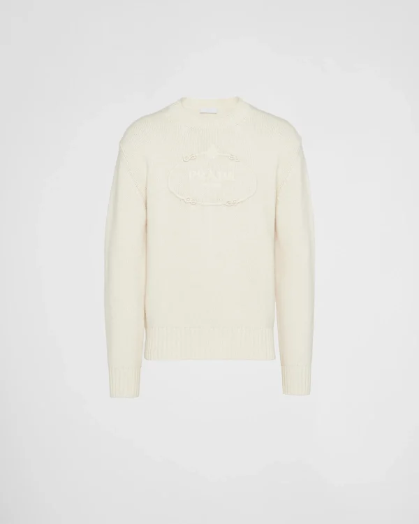 Knitwear*Prada Wool and cashmere crew-neck sweater White