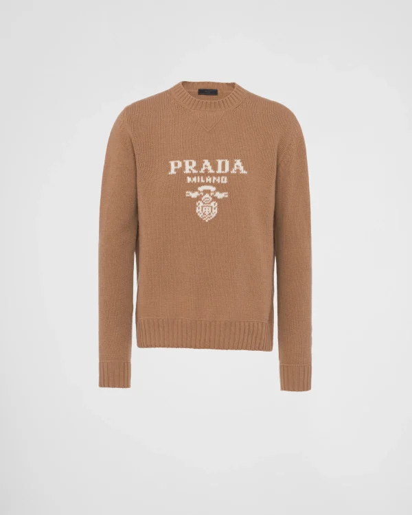 Knitwear*Prada Wool and cashmere crew-neck sweater Camelbrown