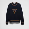 Knitwear*Prada Wool and cashmere crew-neck sweater Blue+tobacco