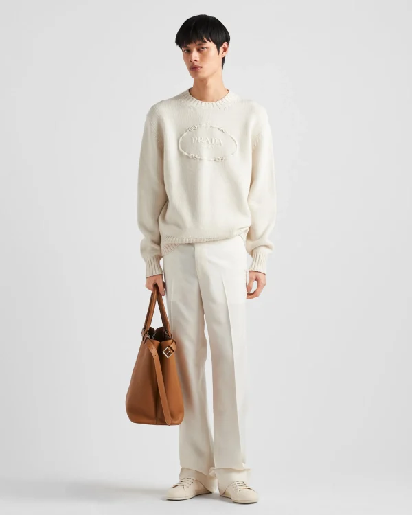 Knitwear*Prada Wool and cashmere crew-neck sweater White