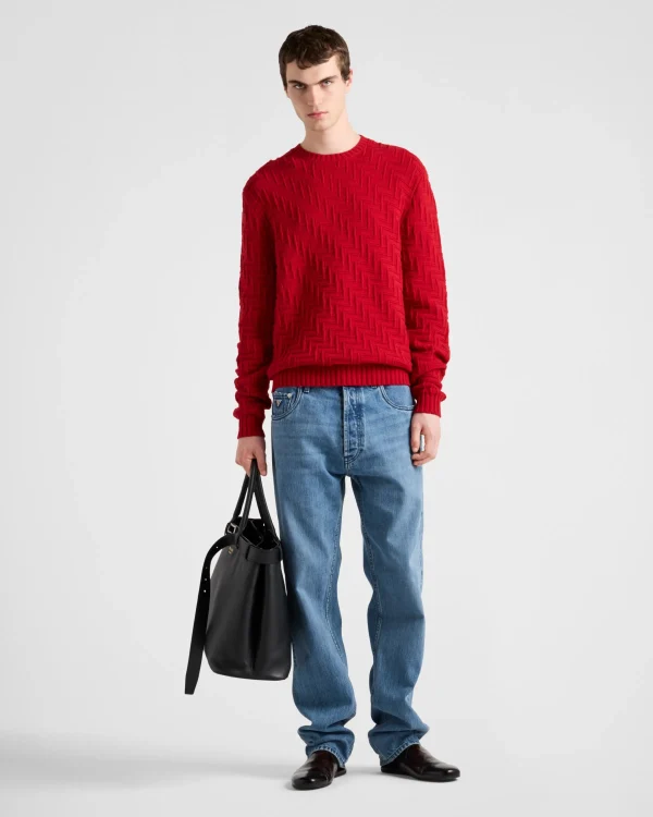 Knitwear*Prada Wool and cashmere crew-neck sweater Red