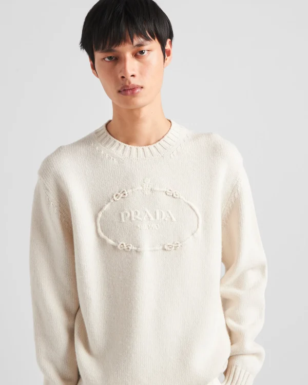 Knitwear*Prada Wool and cashmere crew-neck sweater White