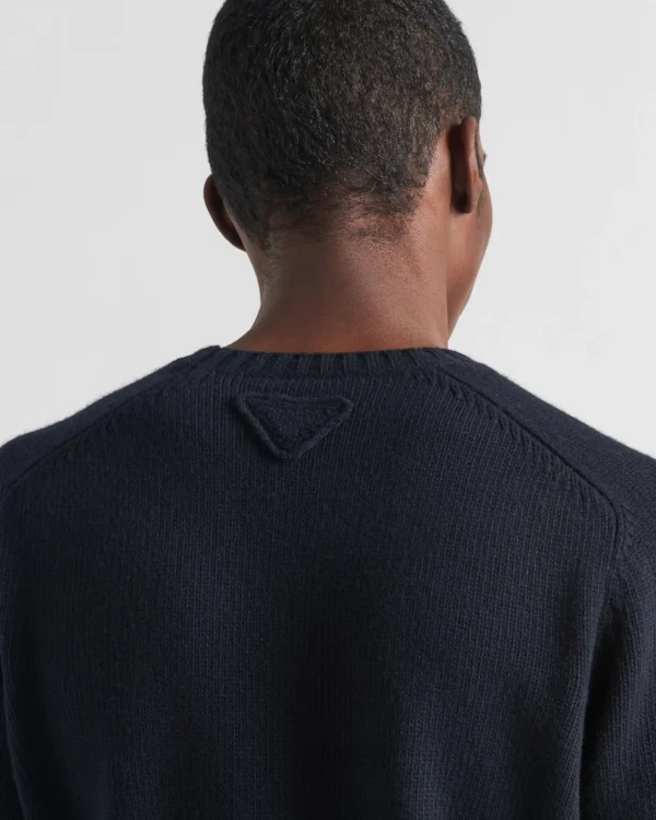 Knitwear*Prada Wool and cashmere crew-neck sweater Navy