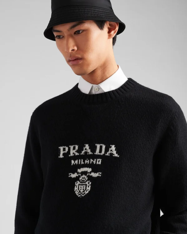 Knitwear*Prada Wool and cashmere crew-neck sweater Black