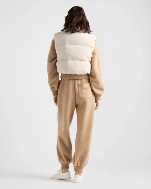Outerwear*Prada Wool and cashmere down vest Ivory