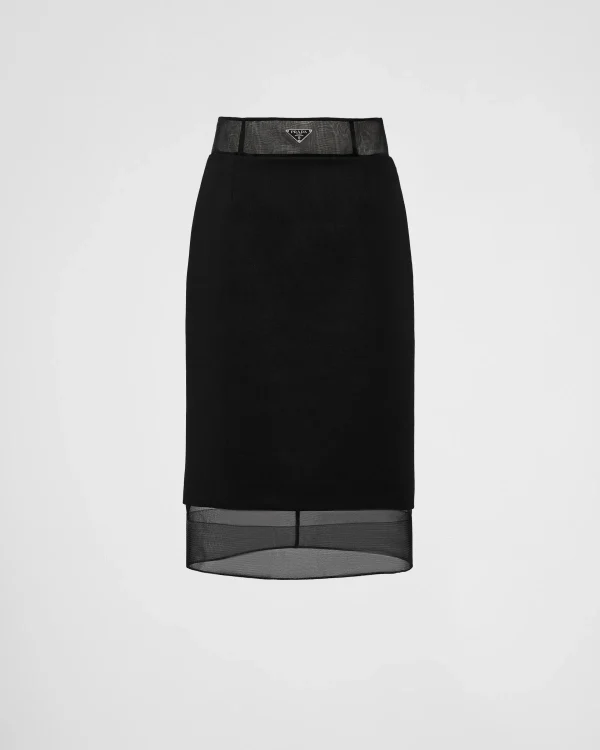 Skirts*Prada Wool and crinoline midi-skirt Black