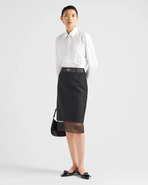 Skirts*Prada Wool and crinoline midi-skirt Black