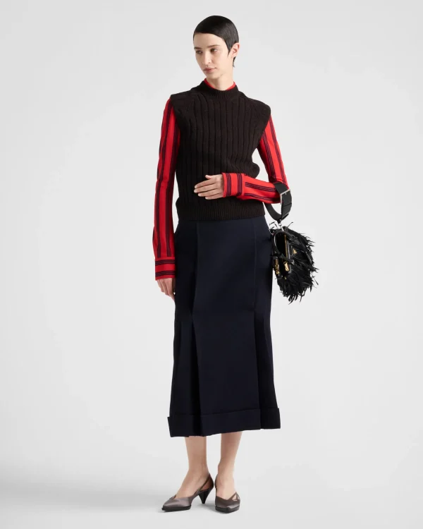 Skirts*Prada Wool and jacquard skirt Navy