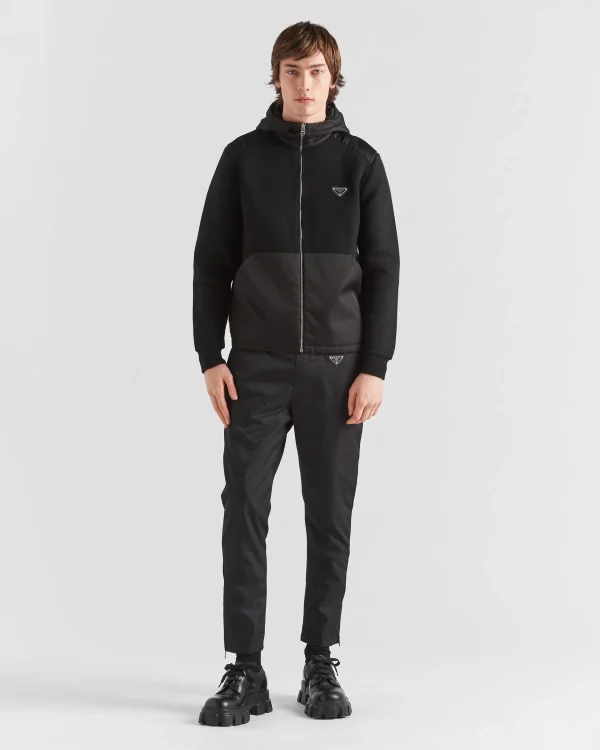 Knitwear*Prada Wool and Re-Nylon Gabardine trousers Black