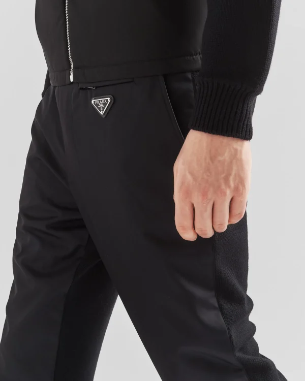 Knitwear*Prada Wool and Re-Nylon Gabardine trousers Black