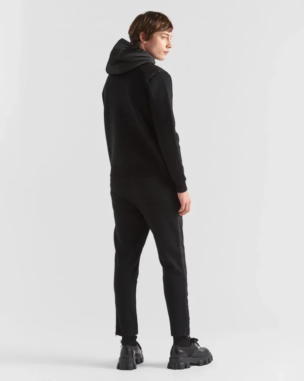 Knitwear*Prada Wool and Re-Nylon Gabardine trousers Black