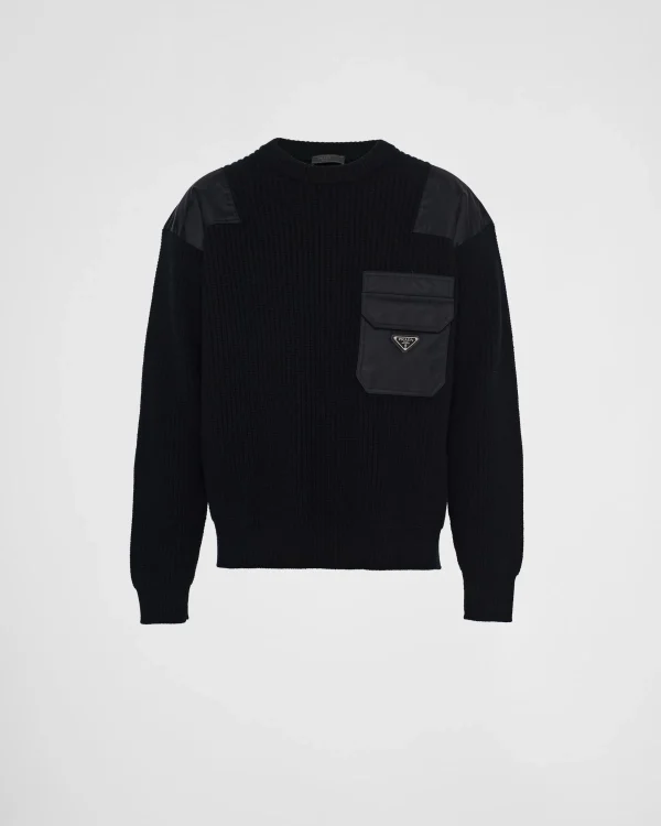 Knitwear*Prada Wool and Re-Nylon sweater Black