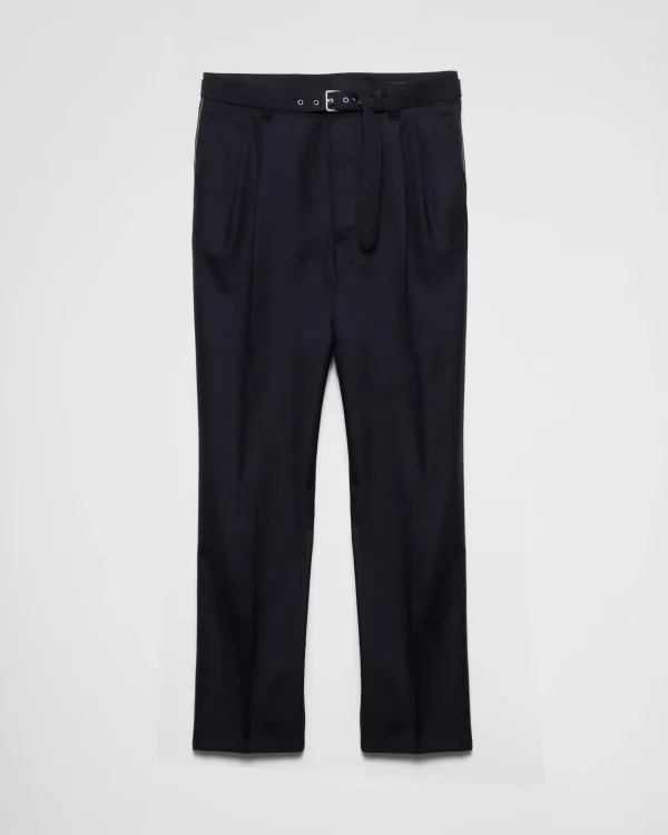 Trousers And Bermudas*Prada Wool and silk pants Navy