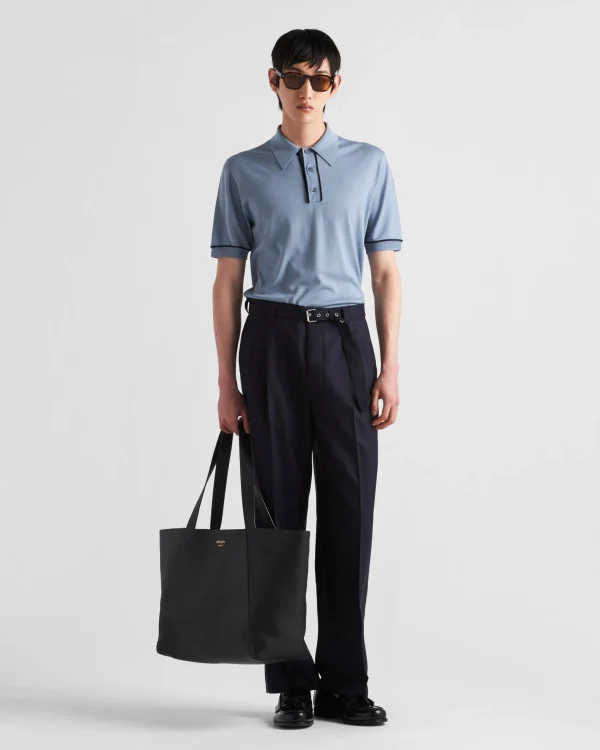 Trousers And Bermudas*Prada Wool and silk pants Navy