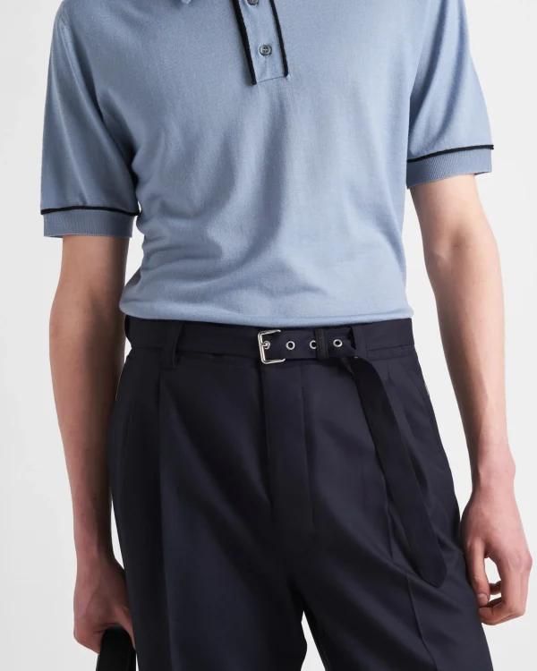 Trousers And Bermudas*Prada Wool and silk pants Navy