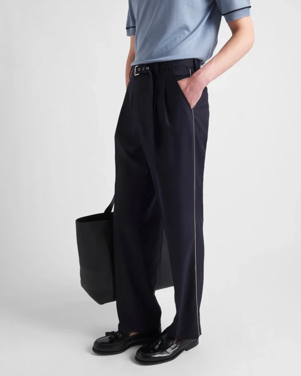 Trousers And Bermudas*Prada Wool and silk pants Navy