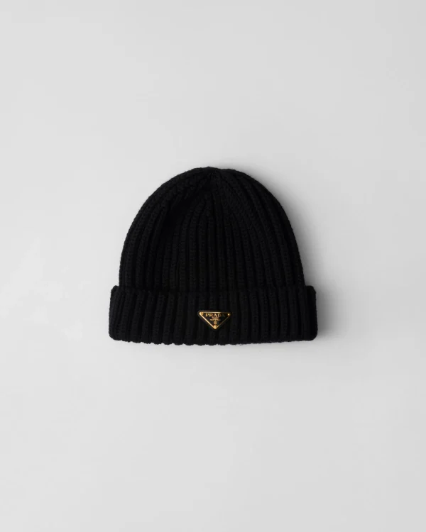 Hats And Gloves*Prada Wool beanie Black