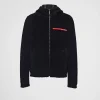 Men's Collection*Prada Wool blend fleece cardigan hoodie Black