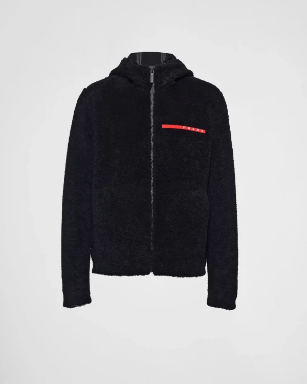 Men's Collection*Prada Wool blend fleece cardigan hoodie Black