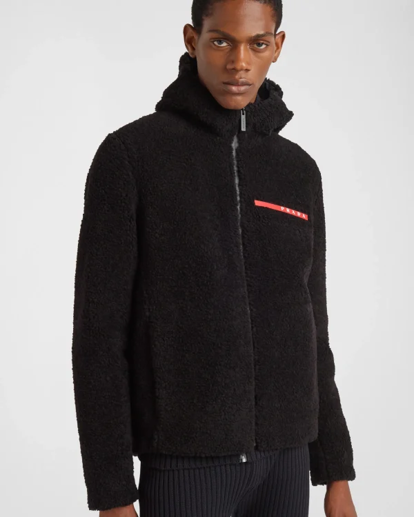 Men's Collection*Prada Wool blend fleece cardigan hoodie Black