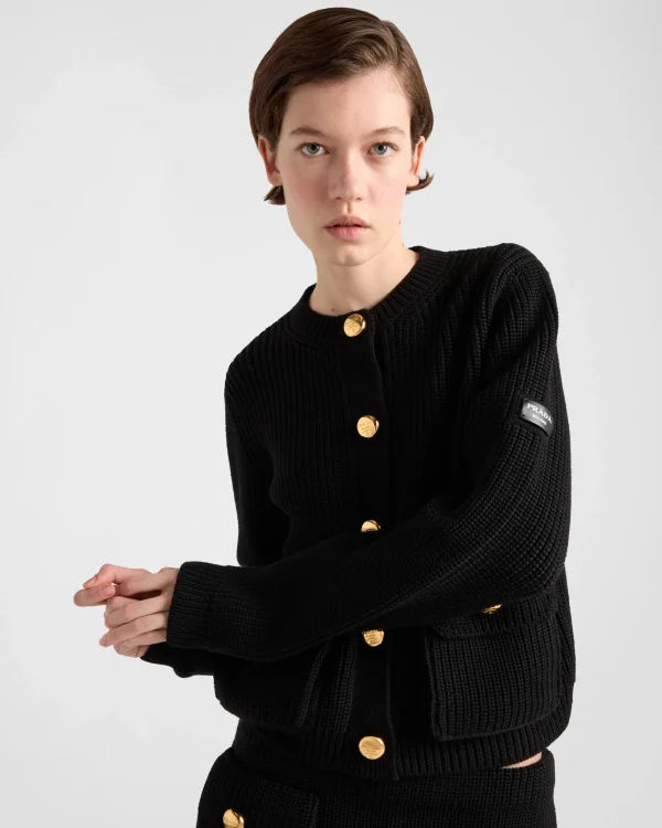 Knitwear*Prada Wool cardigan Black