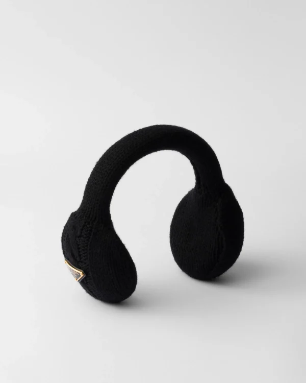 Hats And Gloves*Prada Wool earmuffs Black