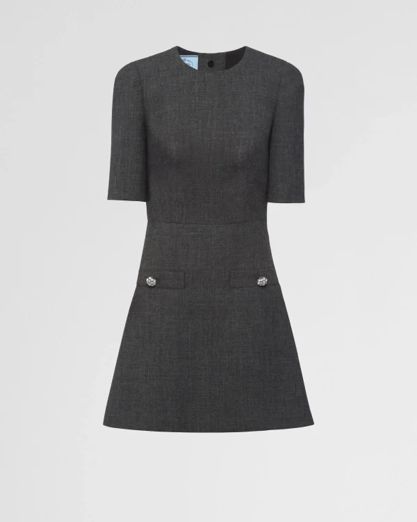 Dresses*Prada Wool mini-dress Slategray