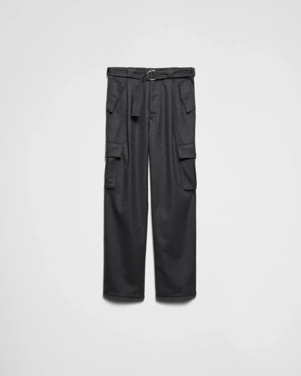 Trousers And Bermudas*Prada Wool pants with cargo pockets Slategray