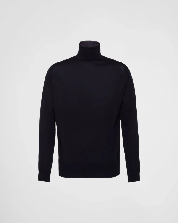 Knitwear*Prada Wool turtleneck Blue