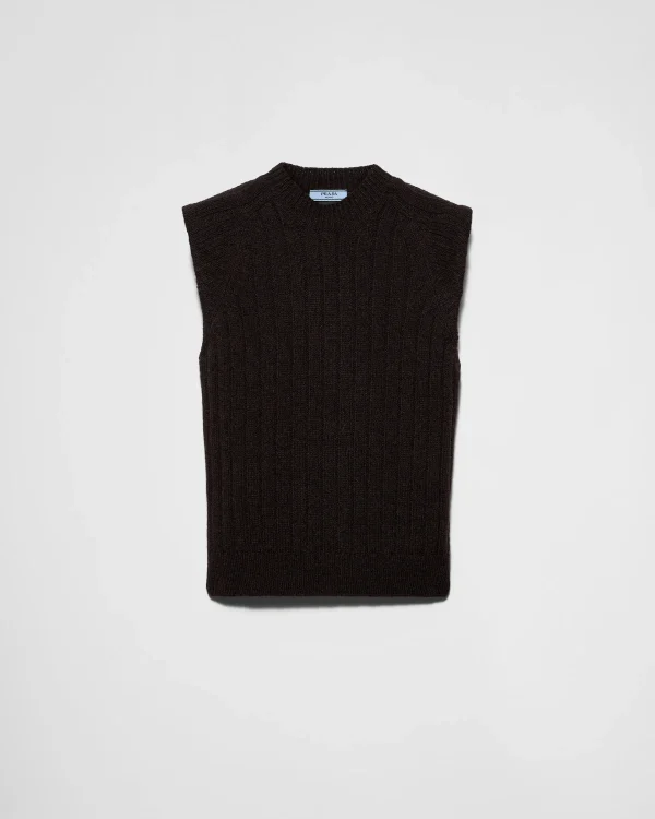 Knitwear*Prada Wool vest Darkbrown/black