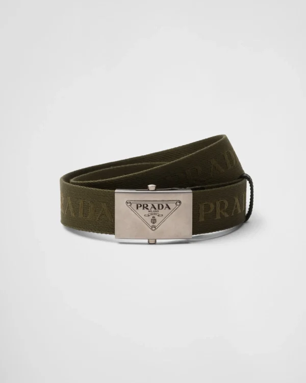 Belts*Prada Woven cotton tape belt Militarygreen